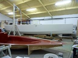 BLUE FLAME hull being fitted out