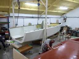 BLUE FLAME hull being fitted out